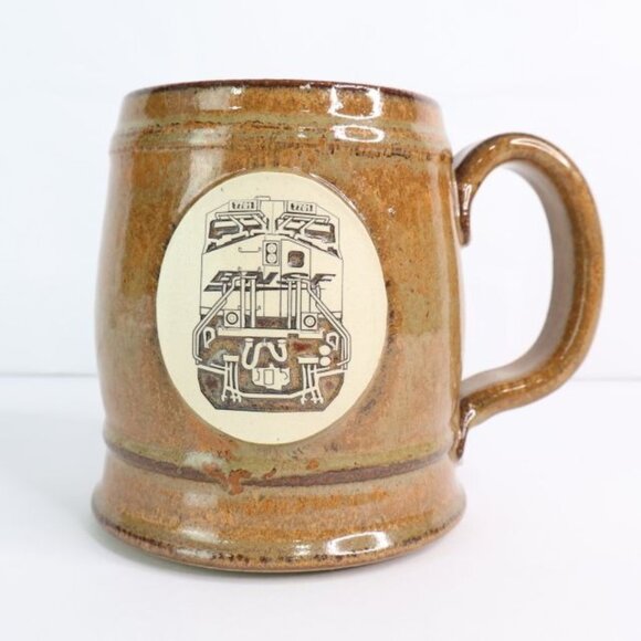 BNSF Railroad Mug Burlington Northern Santa Fe Train Handcrafted Pottery - Picture 1 of 7